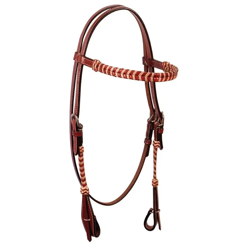 Buffalo Leather Brown Rawhide Laced Browband Headstall
