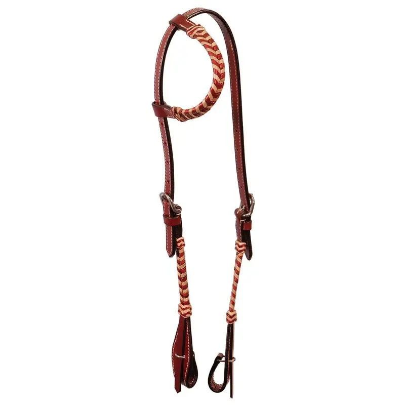 Buffalo Leather Brown Rawhide Laced One Ear Headstall