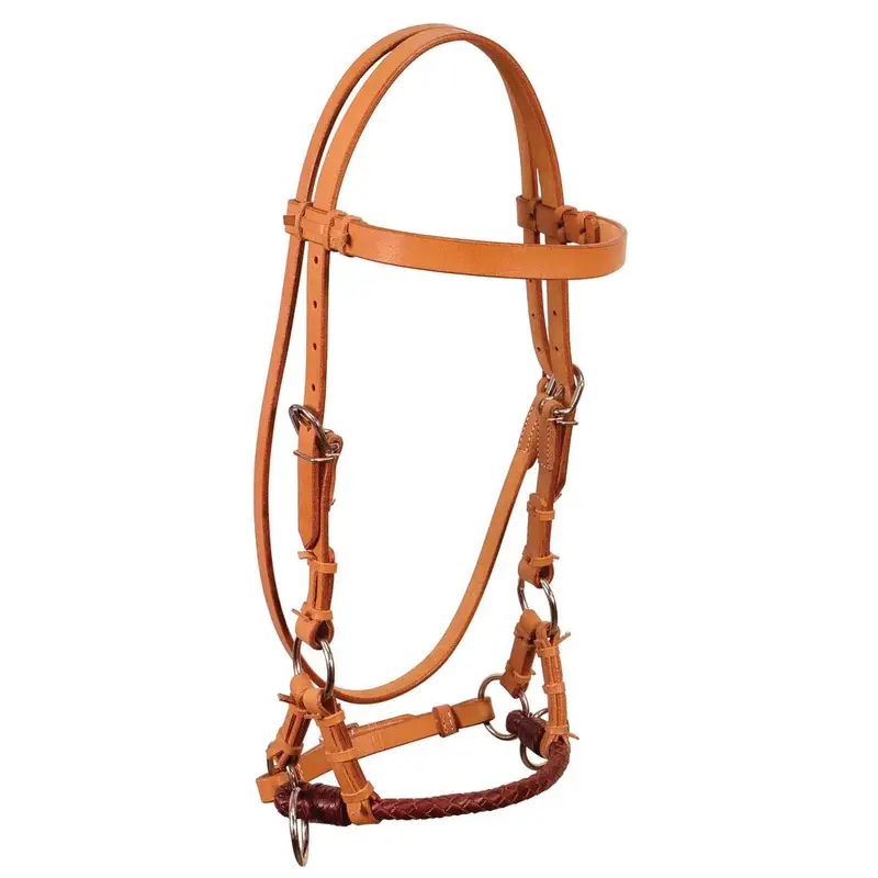 Buffalo Leather Fully Adjustable Leather Nose Side Pull Headstall