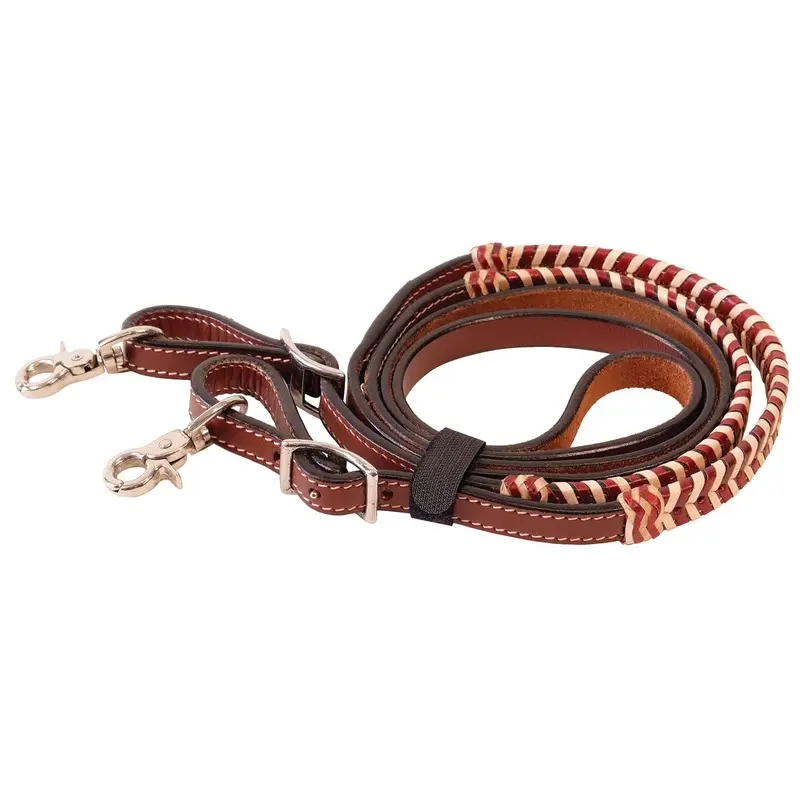 Brown Rawhide Laced Roping Rein, 7'