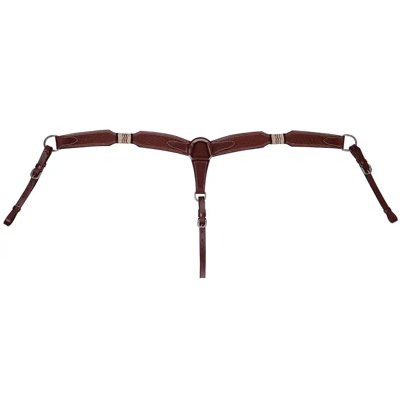 Buffalo Leather Rawhide & Basketweave Contoured Breast Collar