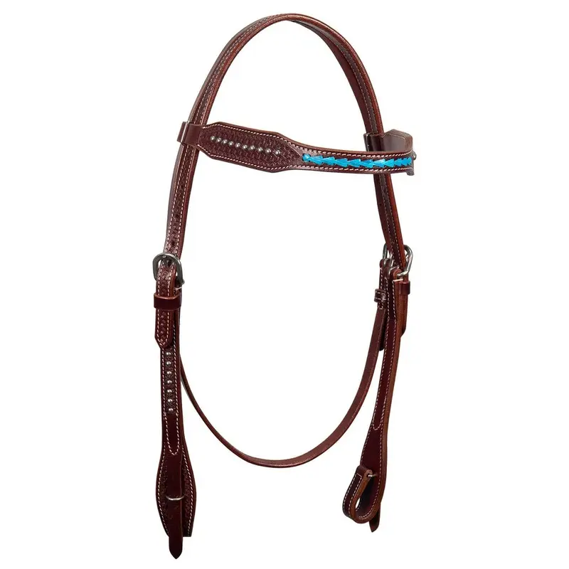 Buffalo Leather Turquoise Laced Browband Headstall