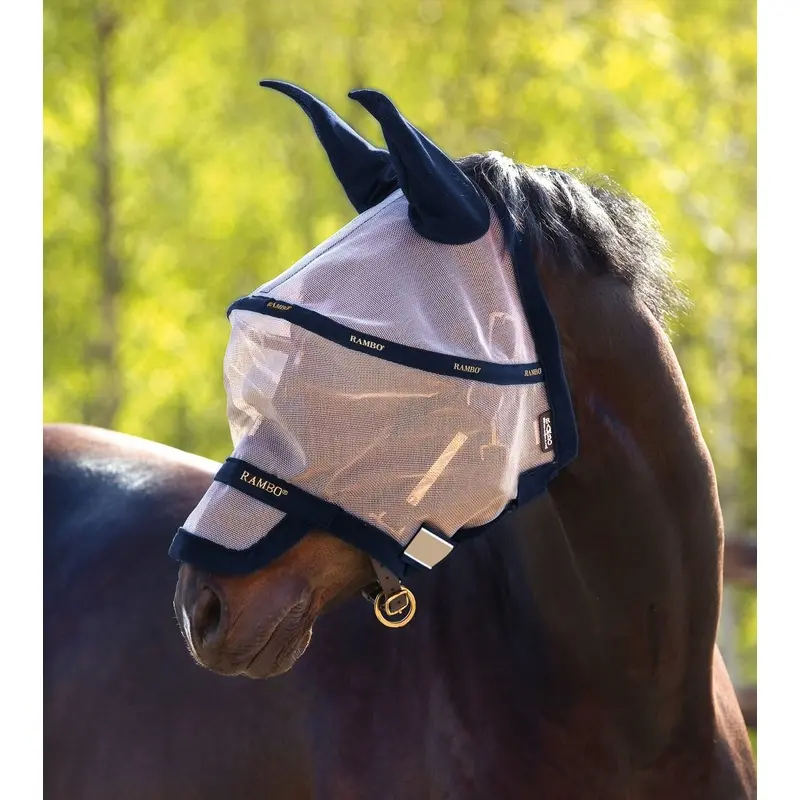Rambo Plus Fly Mask, Oatmeal/Navy
