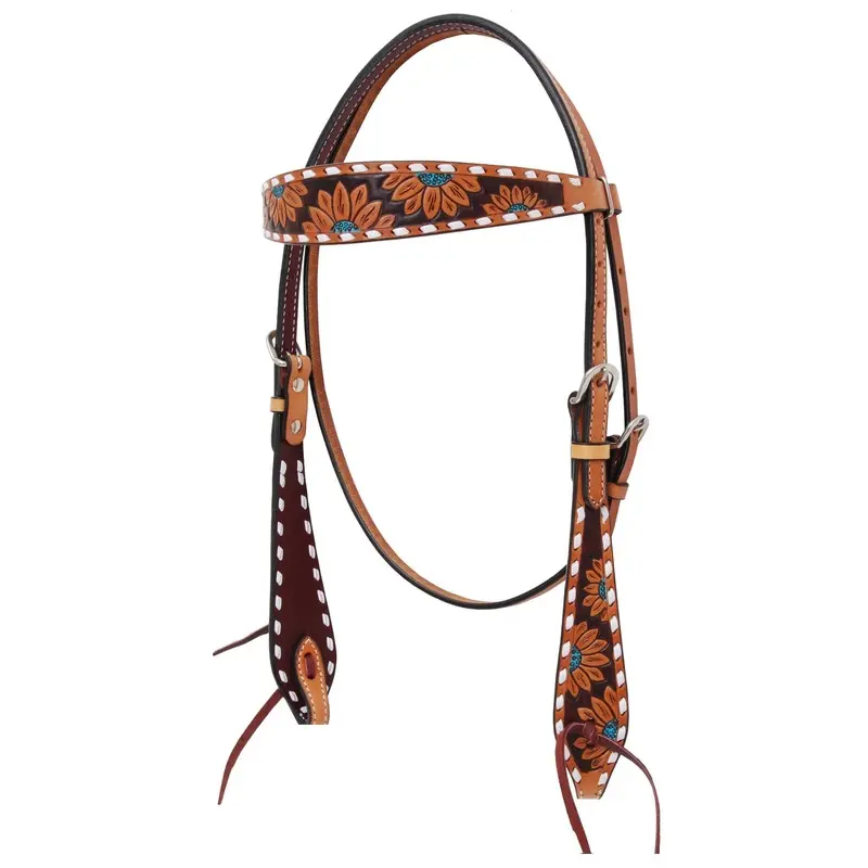 Rafter T Turquoise Sunflower Browband Headstall