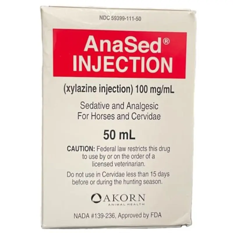 Rx AnaSed (xylazine) Injection, 100mg/ml x 50ml for Horses