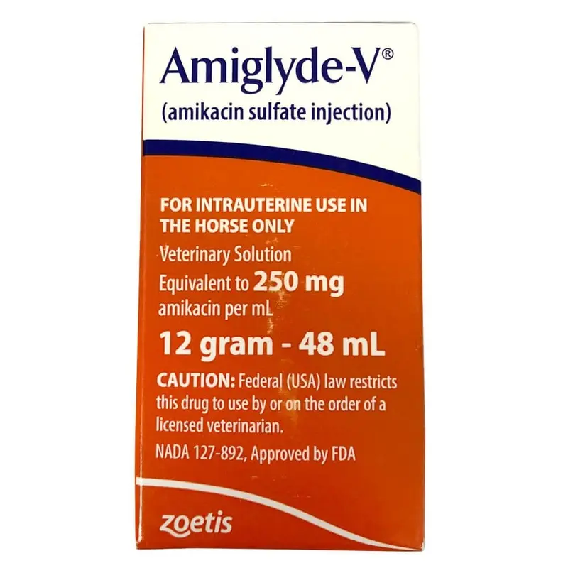 Rx Amiglyde-V (amikacin sulfate) Injection for Horses, 250mg/ml injection x 48ml bottle