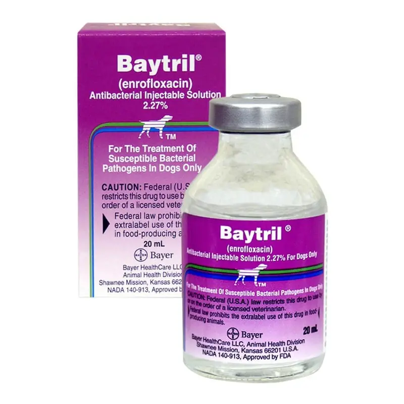 Rx Baytril (enrofloxacin) Injectable Solution for Dogs, 2.27% x 20 ml