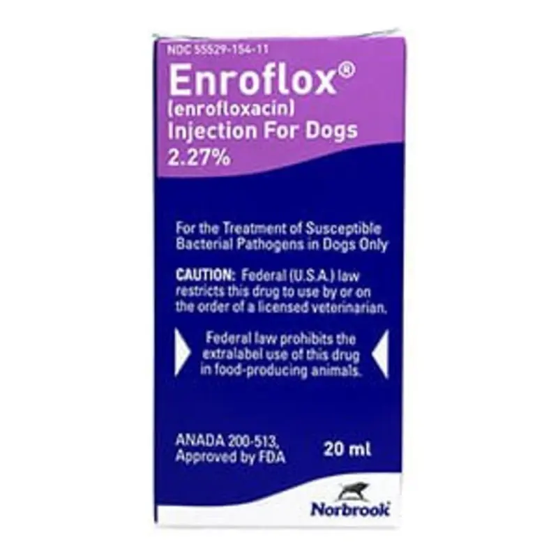 Rx Enroflox Injection for Dogs (enrofloxacin), 22.7mg x 20 ml Vial