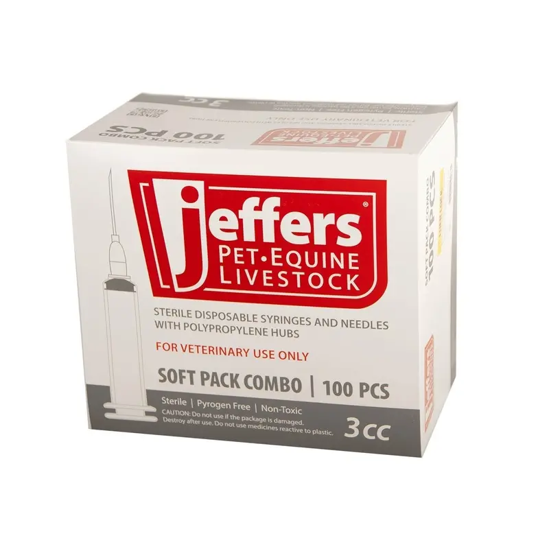 Jeffers Luer Lock Syringe/Needle Combo, Box of 100