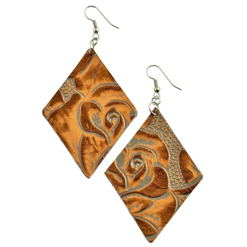 Floral Tooled Diamond Earrings