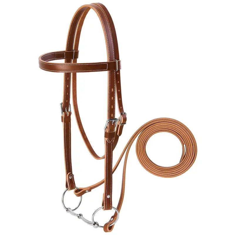 Weaver Leather Draft Horse 3 Piece - Bridle, Reins, & Snaffle Bit Set