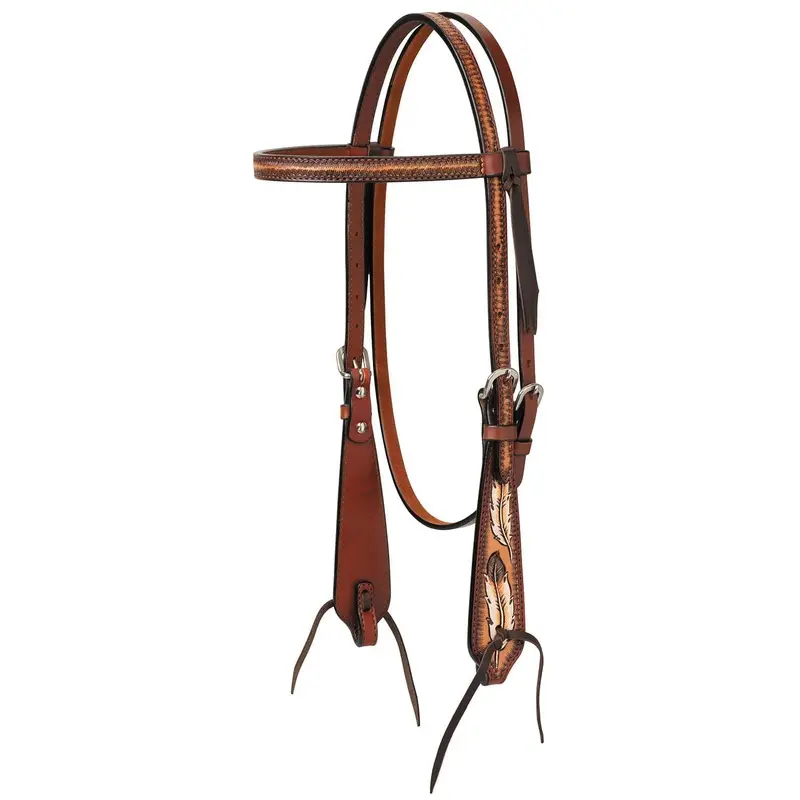 Turquoise Cross Coco Feather Browband Headstall