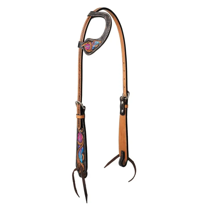 Turquoise Cross Twisted Feather Sliding Ear Headstall
