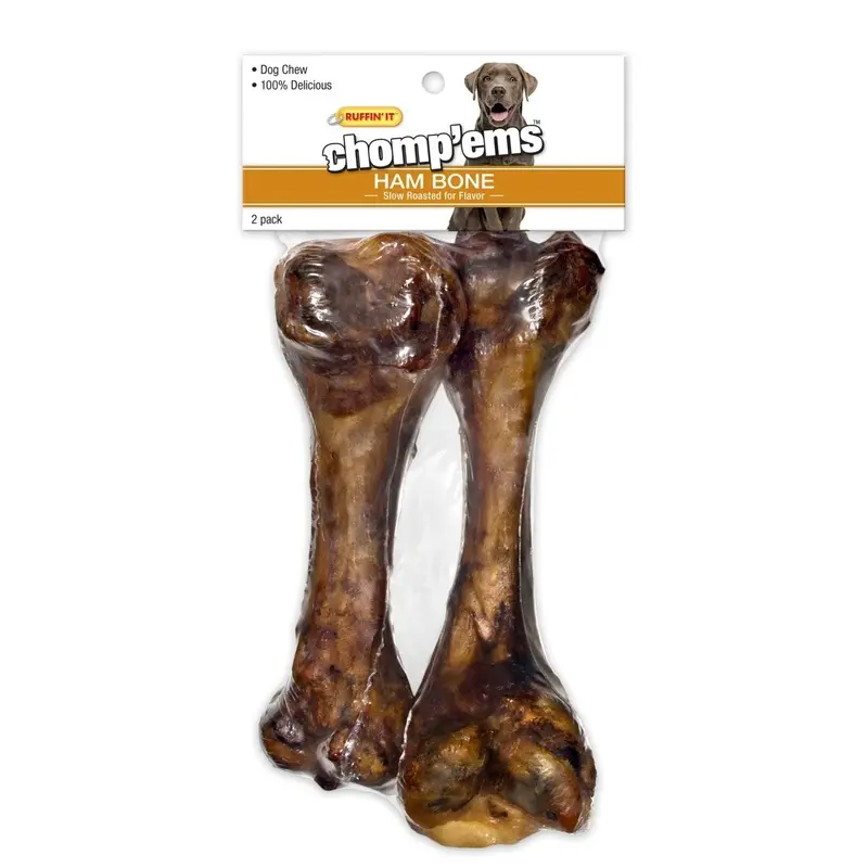 Chomp'ems 2-Pack Ham Bone Dog Chew Treat