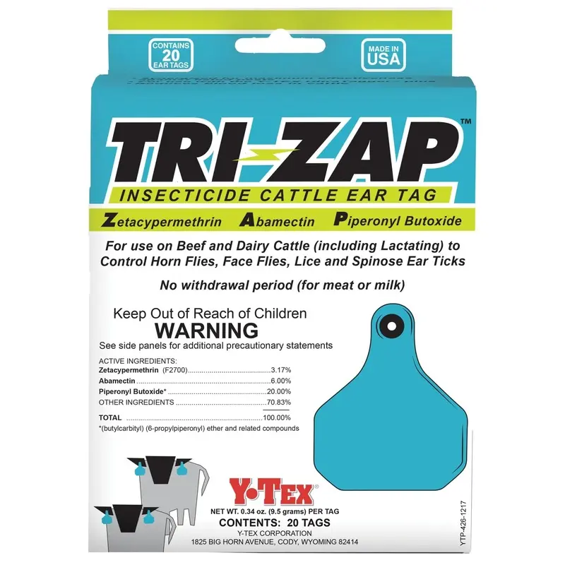 TRI-ZAP Insecticide Cattle Ear Tag, 20 pack Fly Tags
