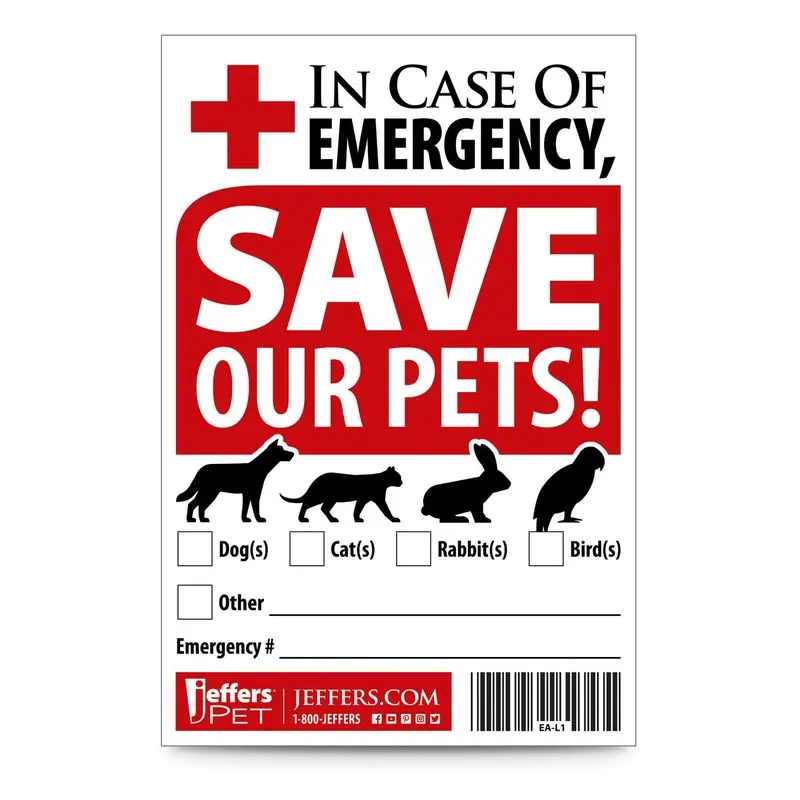 Jeffers Emergency Pet Rescue Sticker for Homes
