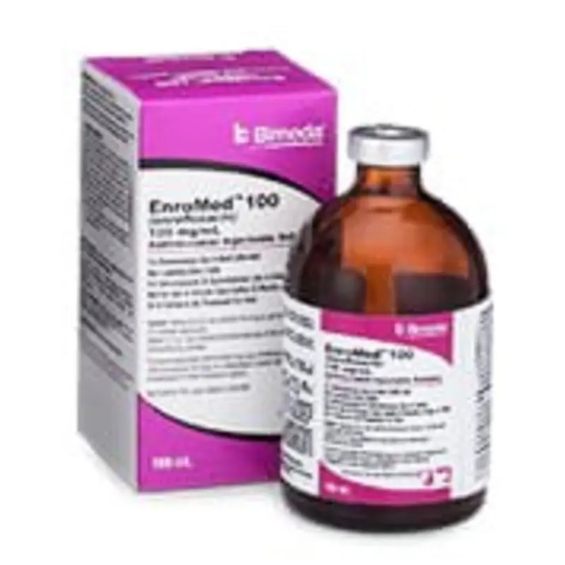 Rx EnroMed 100 (enrofloxacin) Injection for Swine & Cattle, 250 mL