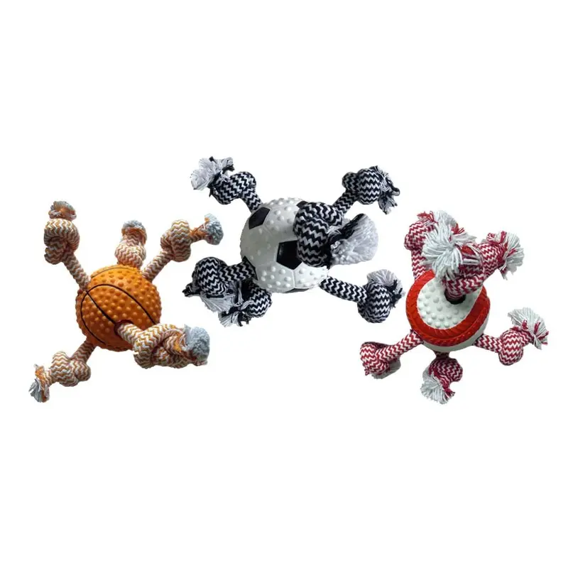 Doglucent TPR Ball with Rope Dog Toy, 9", Assorted