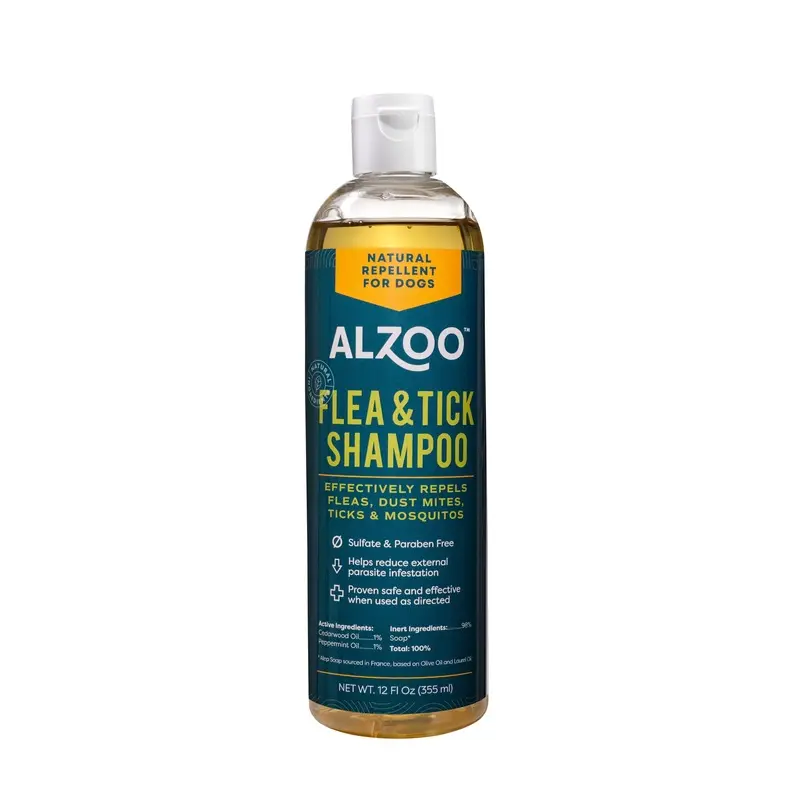Natural Plant-Based Peppermint & Cedarwood Flea & Tick Shampoo for Dogs & Cats, 12 oz