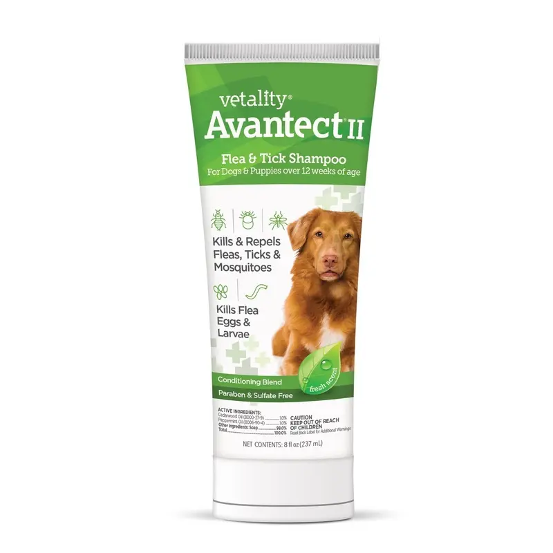 Vetality Avantect II Flea & Tick Shampoo for Dogs - Paraben & Sulfate Free