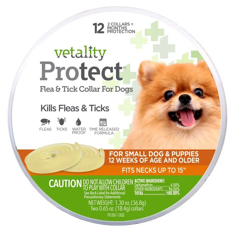 Vetality Protect Flea & Tick Collar for Dogs, 2 Pack