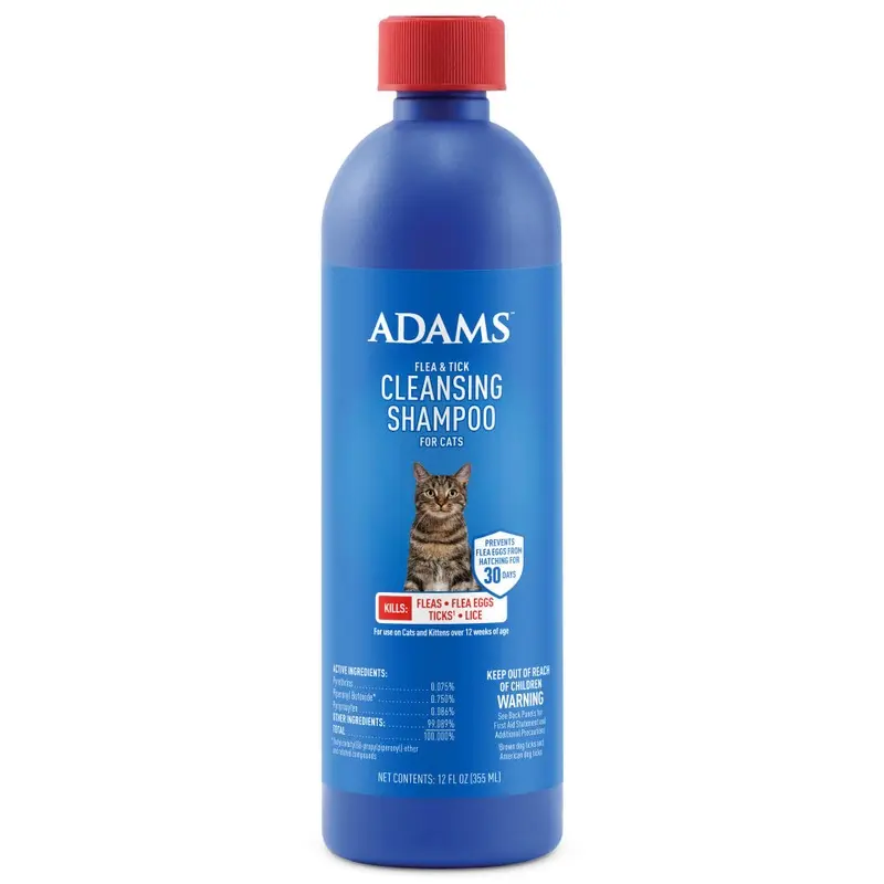 ADAMS Flea & Tick Cleansing Shampoo For Cats, 12 oz