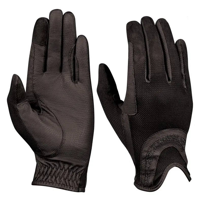 Dublin Pull On Glitter Mesh Back Equestrian Riding Gloves