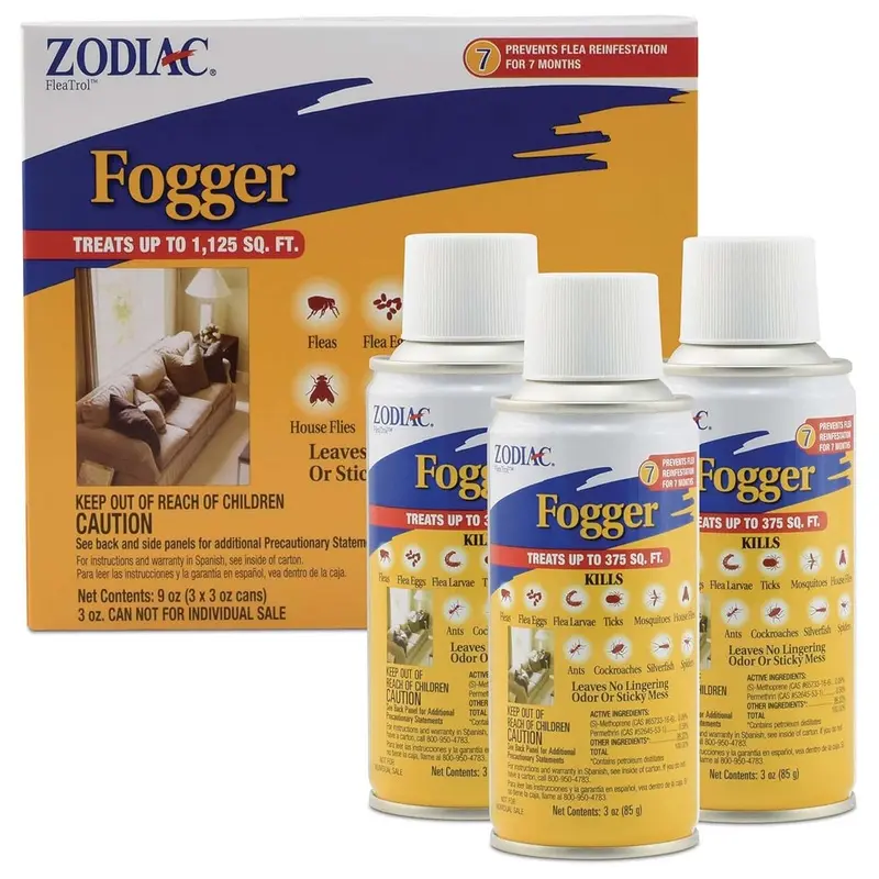 Zodiac Flea & Tick Room Fogger, 3 Pack of 3 oz Cans