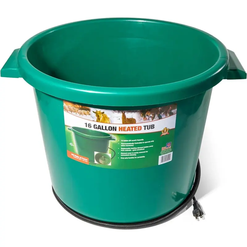 Farm Innovators 16 Gallon Heated Tub Bucket, Green