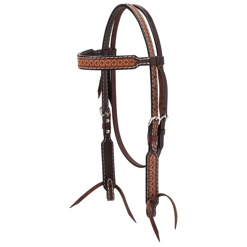 Turquoise Cross Geometric Tooled Browband Headstall