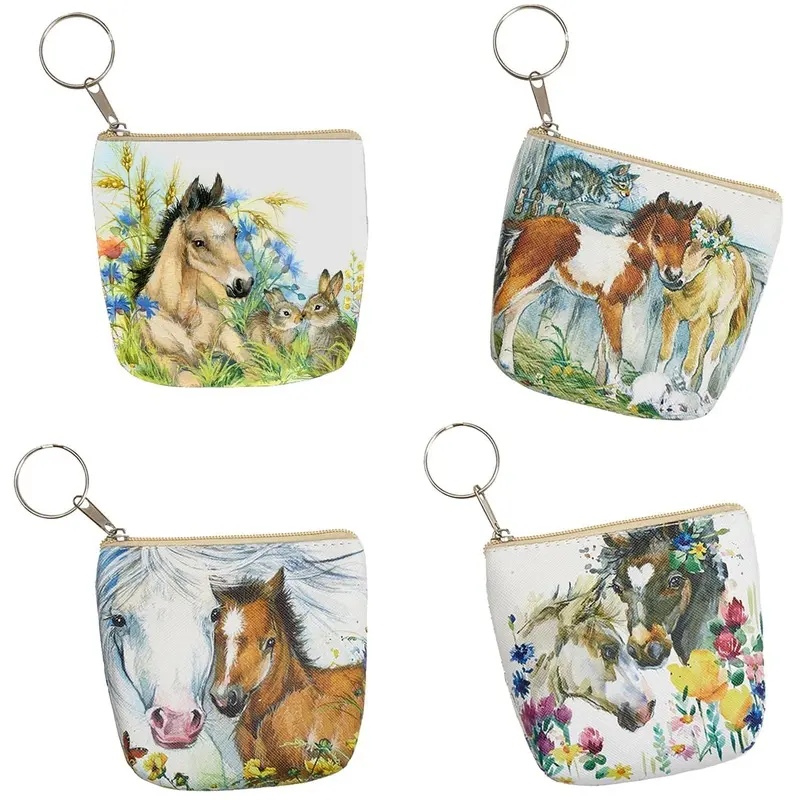 Equestrian Zippered Coin Purse Keychain