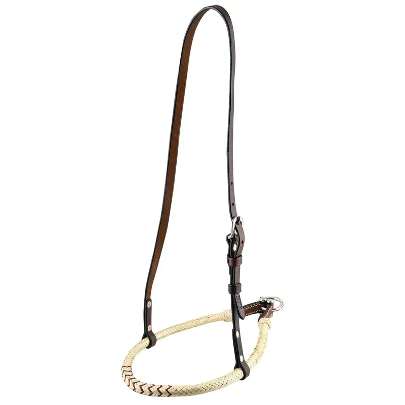 Buffalo Leather Rolled Rawhide Noseband for Horses w/ Stainless Steel Hardware