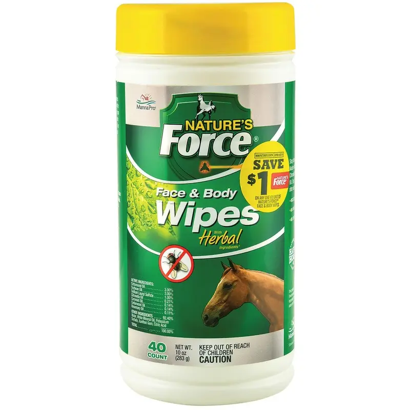 Nature's Force Face & Body Pest Preventative Wipes for Horses