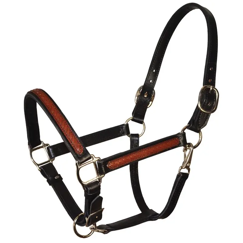 Perri's Leather Overlay Halter, Black/Brown