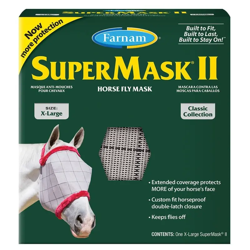 Farnam SuperMask II Classic Horse Fly Mask without Ears, XL Horse