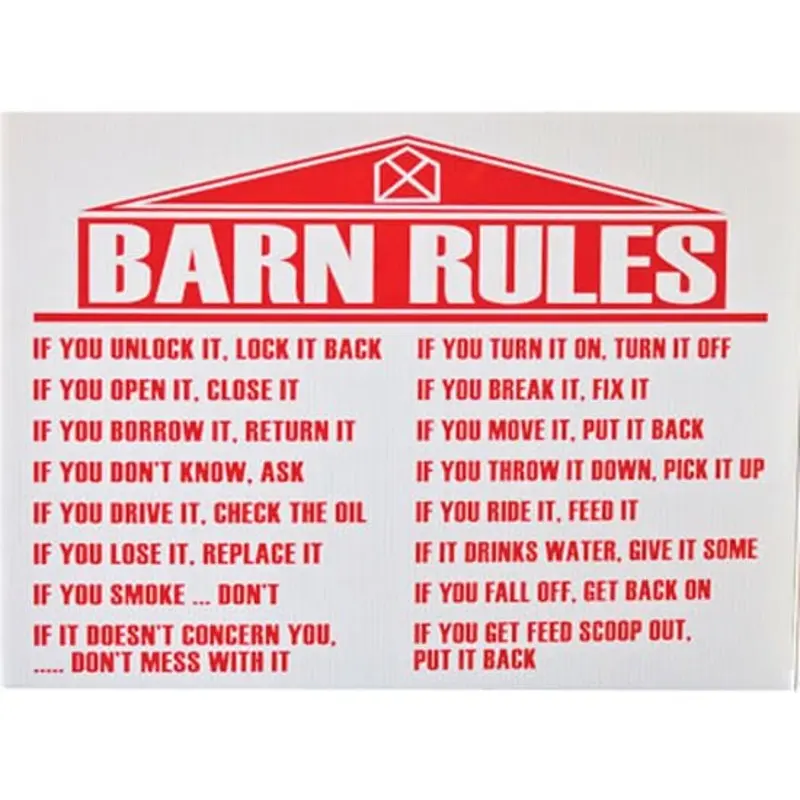 Jeffers Barn Rules Sign