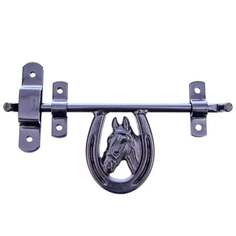 Fancy Horse Head Barn Door Latch, Black