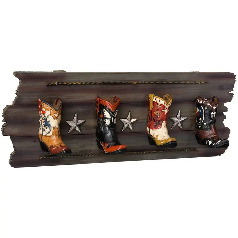Cowboy Boots Four Hook Rack