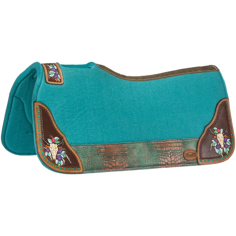 Tough1 Hand Painted Steer Skull Saddle Pad