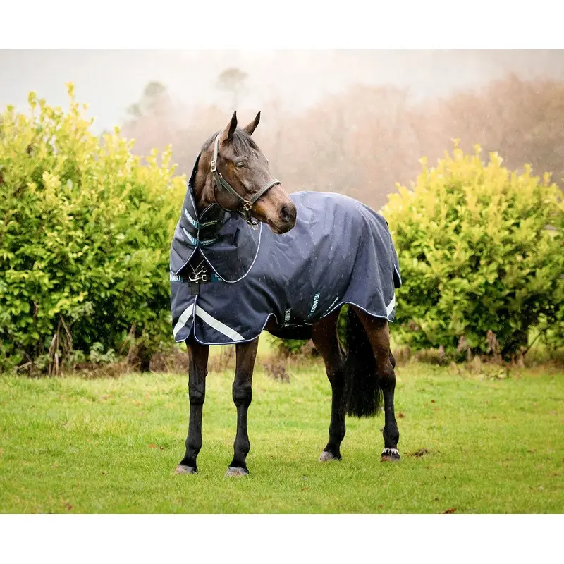 Rambo Duo Force Turnout Blanket, 100 Gram Outer with 100 Gram & 300 Gram Liner, Navy
