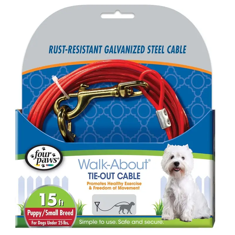 Puppy Dog Tie Out Cable, Red, 15 Ft