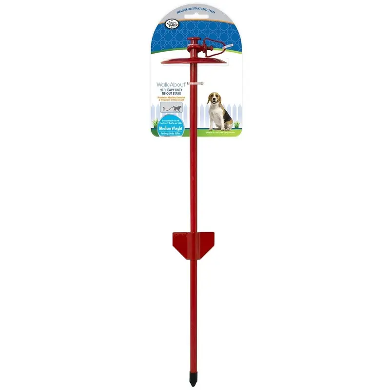 Roam About Dog Tie-Out Stake, Red, 23"