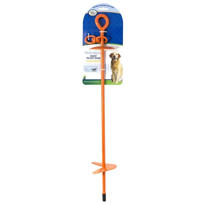 Walk-About Dog Tie Out Stake, Orange, 28"