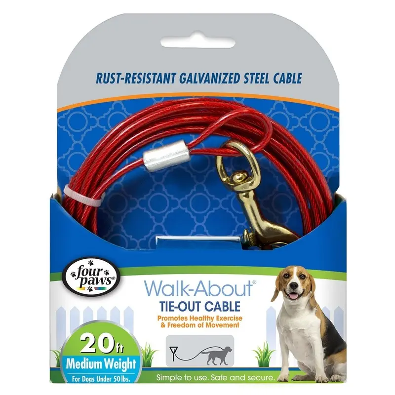 Medium Weight Dog Tie Out Cable, Red
