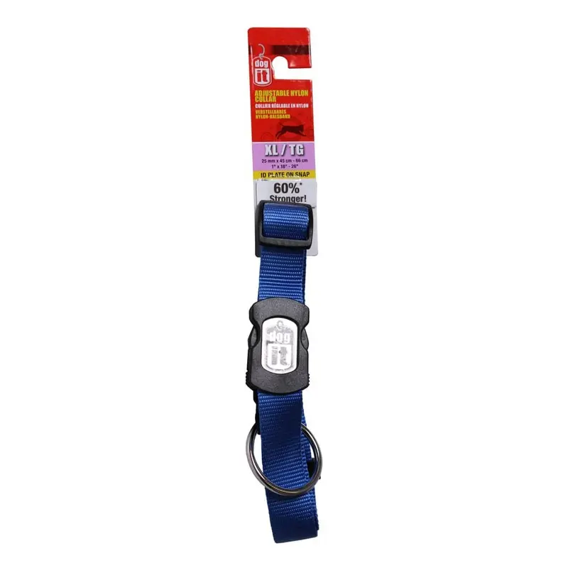 Hagen Dogit Adjustable Nylon Collar with Snap for Extra Large Dogs, 18"-26" Blue