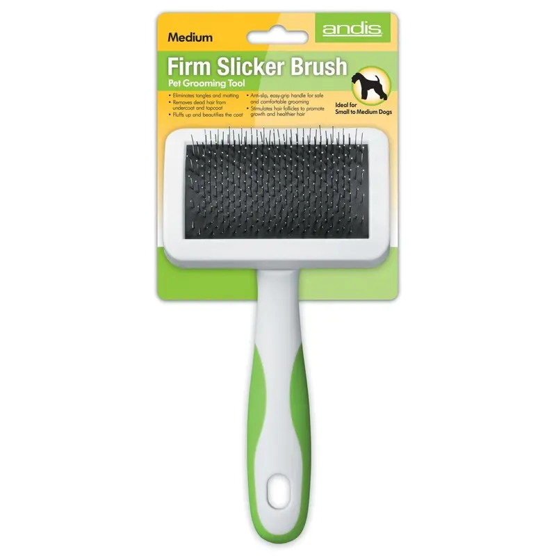Andis Firm Pet Slicker Grooming Brush  Anti-Slip Deshedding & Mat Removal Tool