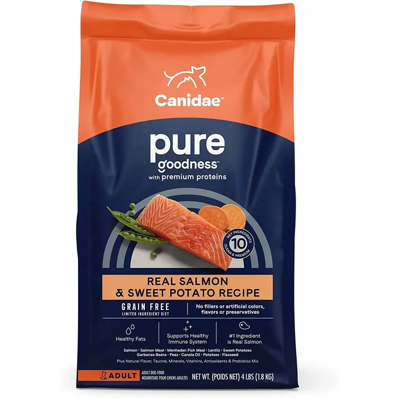 Canidae PURE Grain Free, Limited Ingredient Dry Dog Food, Salmon and Sweet Potato, 4lbs