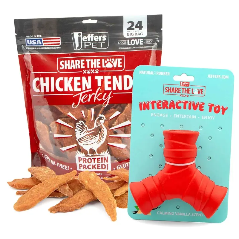 Jeffers Stuffable Dog Chew Toys with Chicken Breast Jerky Treats Kit