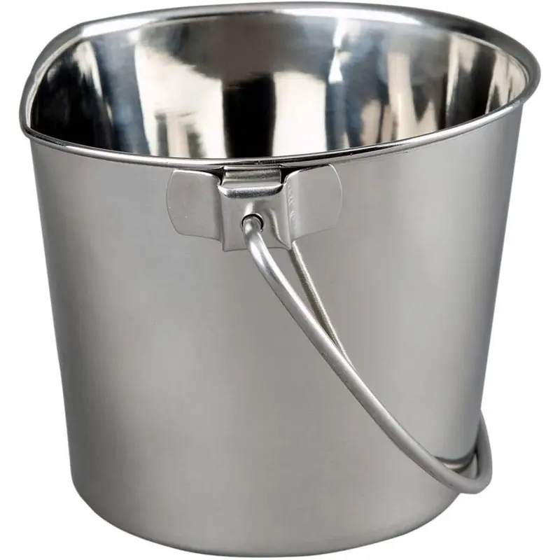 Advance Pet Products Heavy Stainless Steel Flat Side Bucket, 6Qt