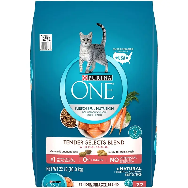 Purina ONE Tender Selects Blend Adult Dry Cat Food, Salmon